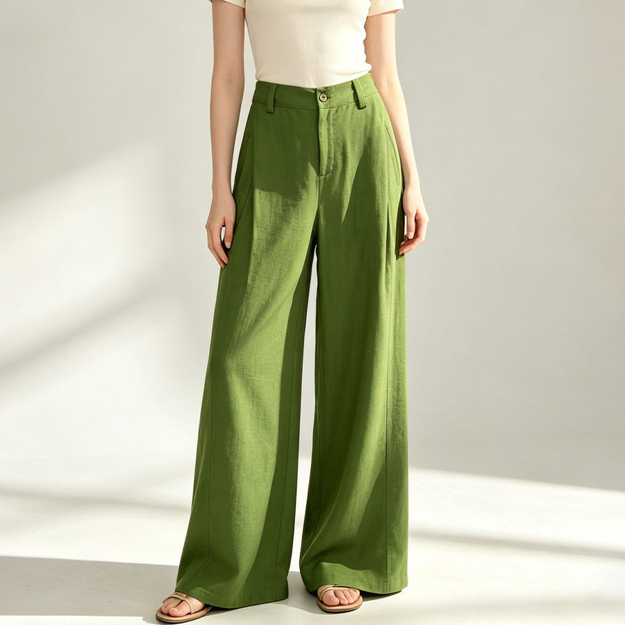 Womens Tencel Linen Wide-leg Pants for Effortless Style