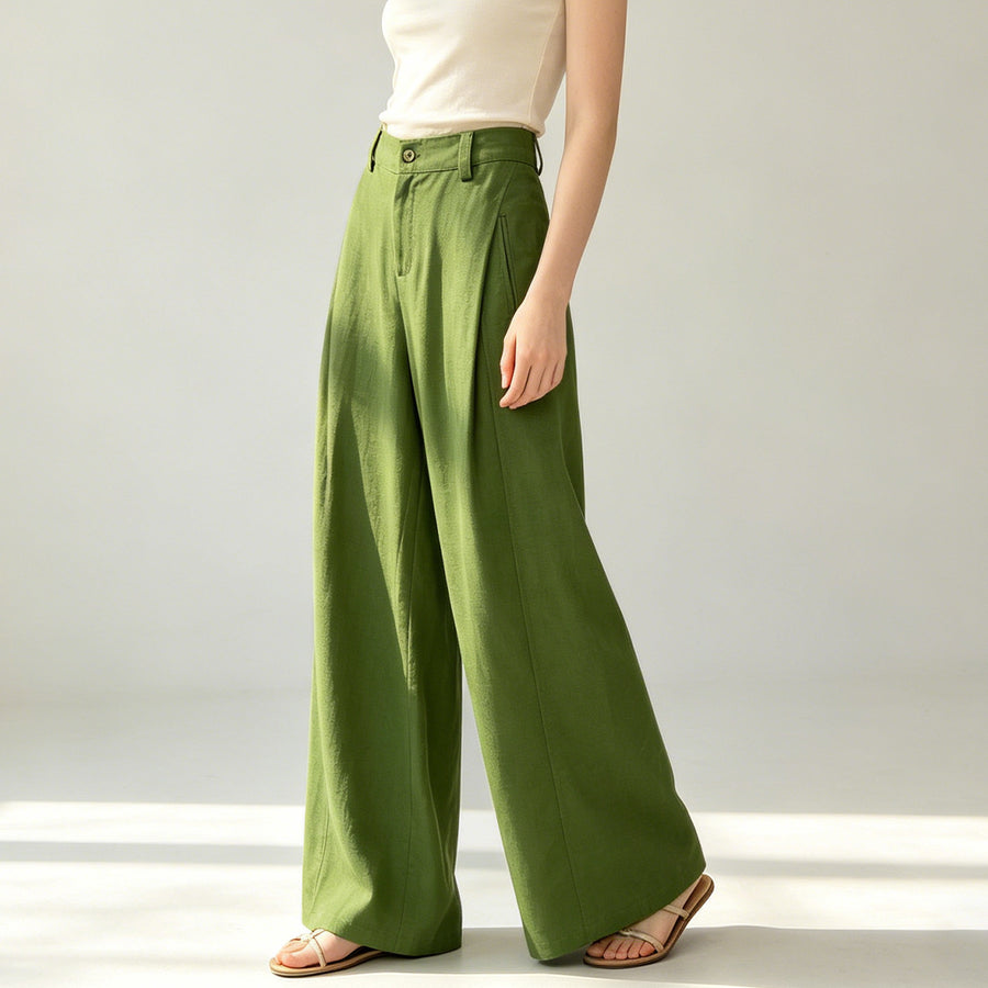 Womens Tencel Linen Wide-leg Pants for Effortless Style