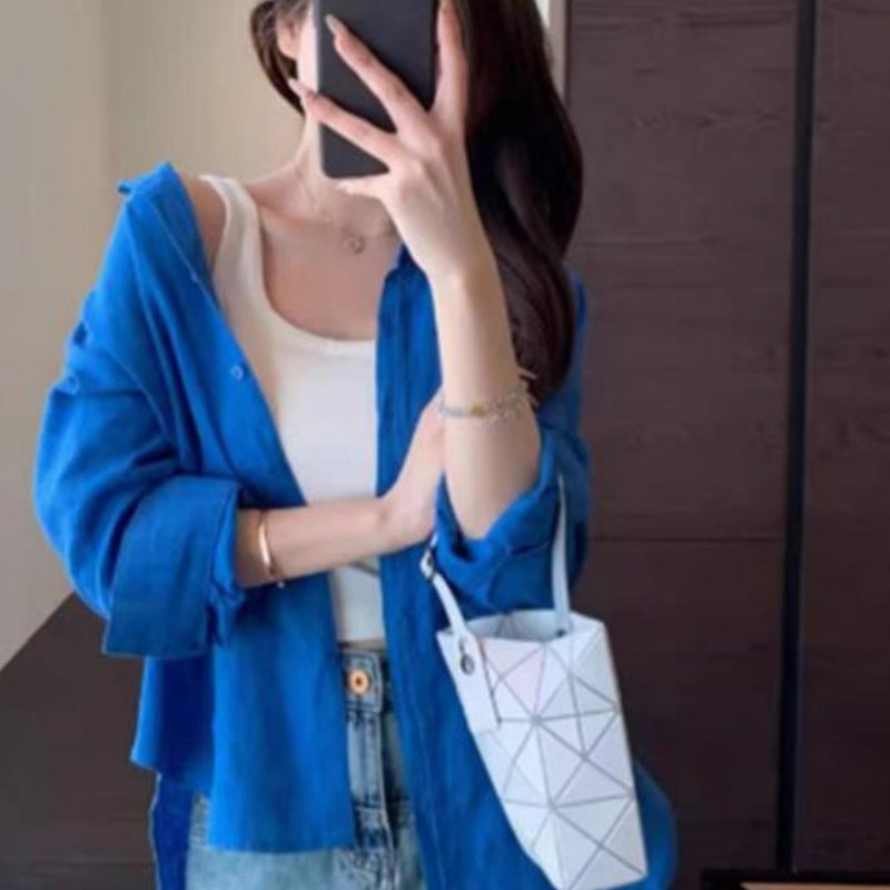 Womens French-style White Linen Shirt for Effortless Elegance