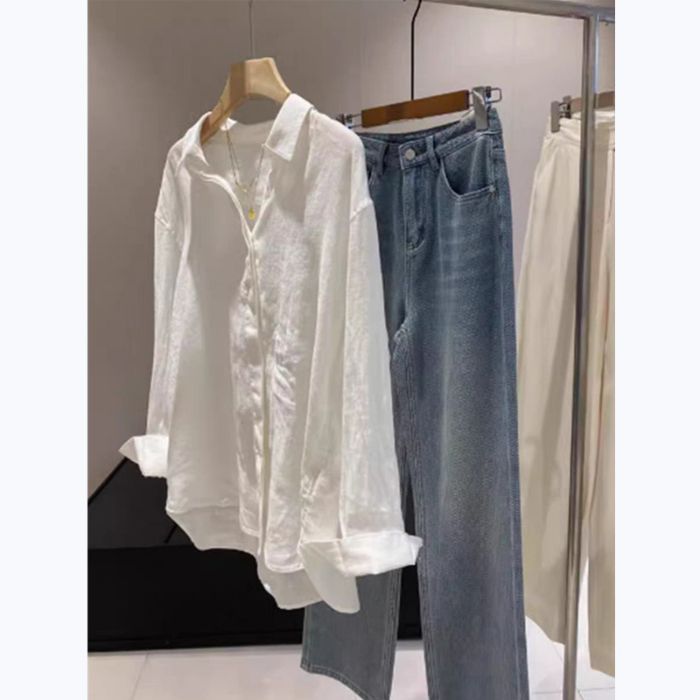 Womens French-style White Linen Shirt for Effortless Elegance