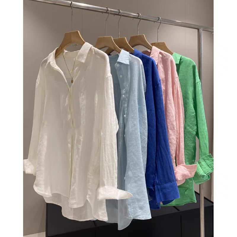 Womens French-style White Linen Shirt for Effortless Elegance