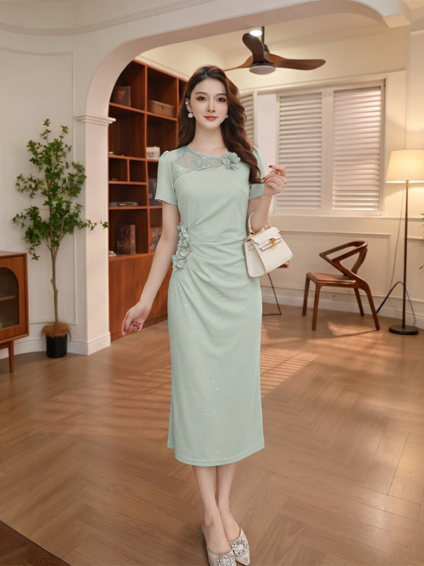 Womens French-style Mermaid Dress - Elegant Maxi Dress