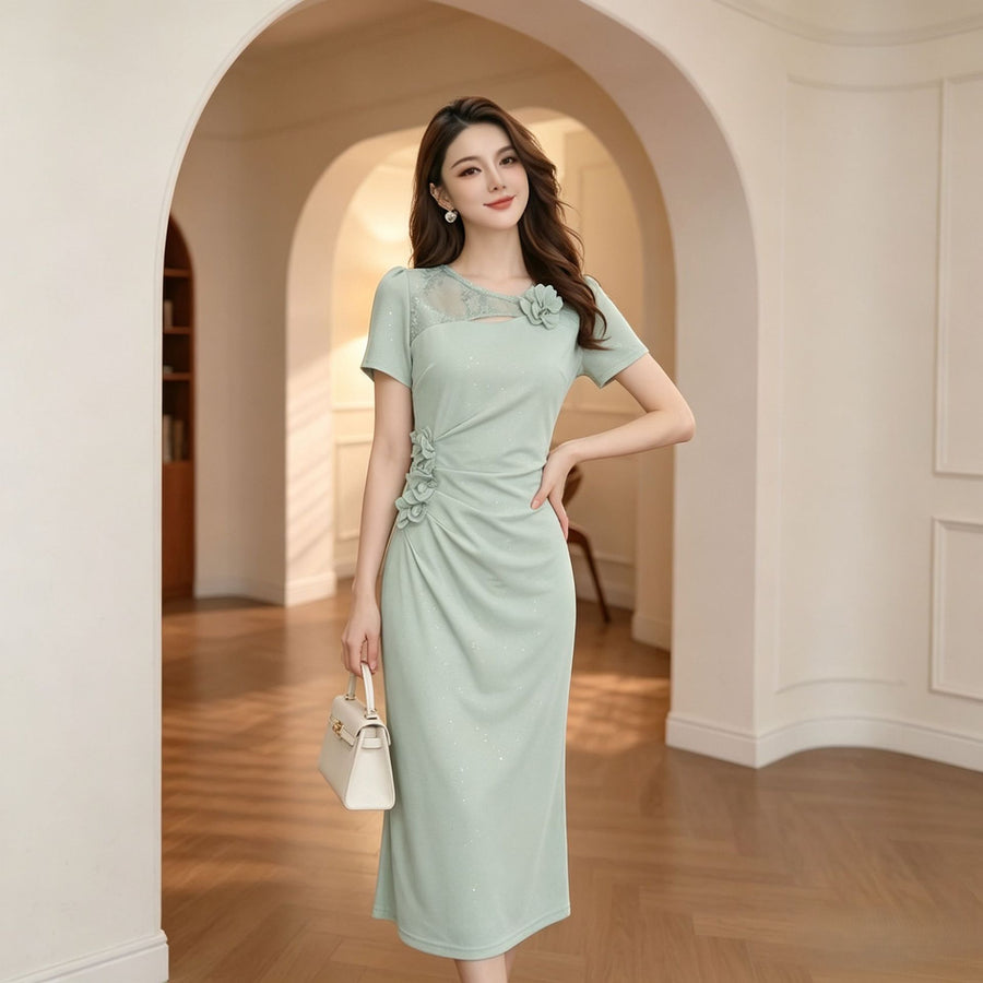 Womens French-style Mermaid Dress - Elegant Maxi Dress