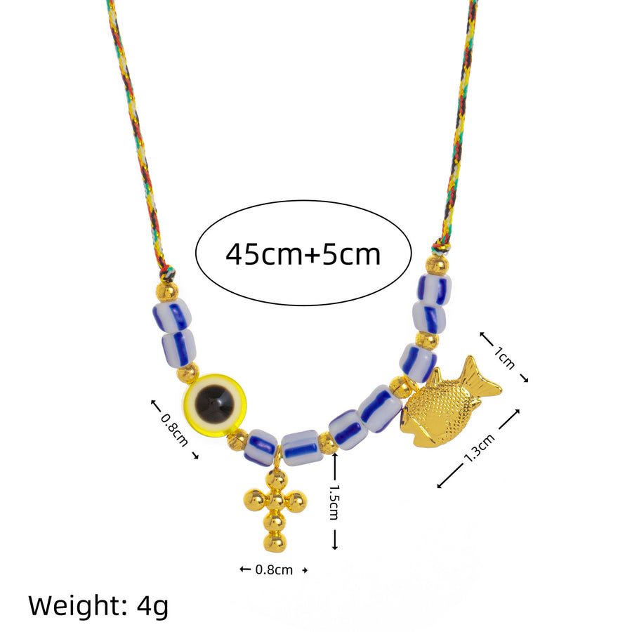 New Shell and Small Fish Bead Fresh Style Pendant Necklace