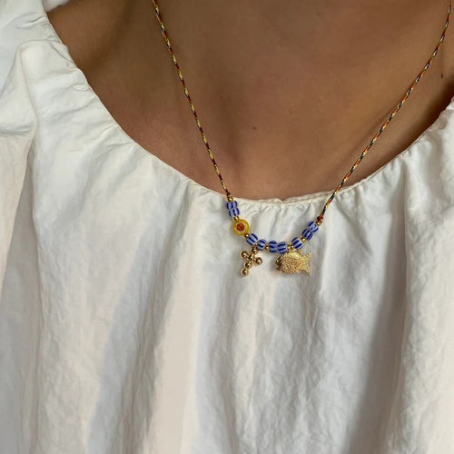 New Shell and Small Fish Bead Fresh Style Pendant Necklace