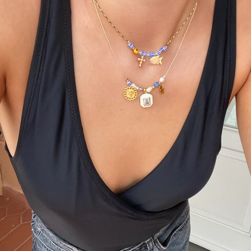 New Shell and Small Fish Bead Fresh Style Pendant Necklace
