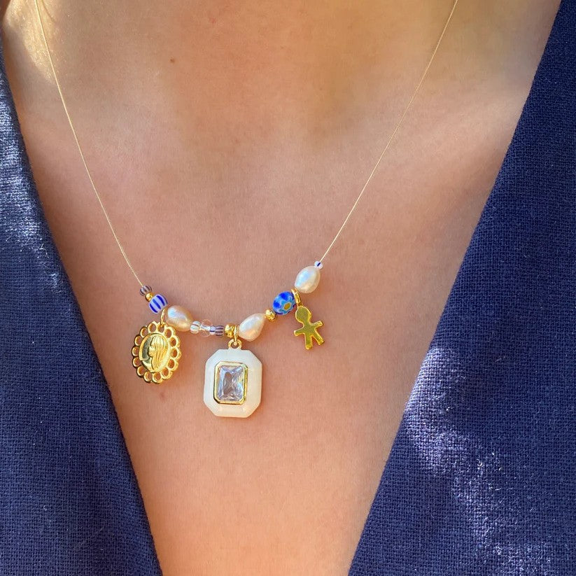 New Shell and Small Fish Bead Fresh Style Pendant Necklace