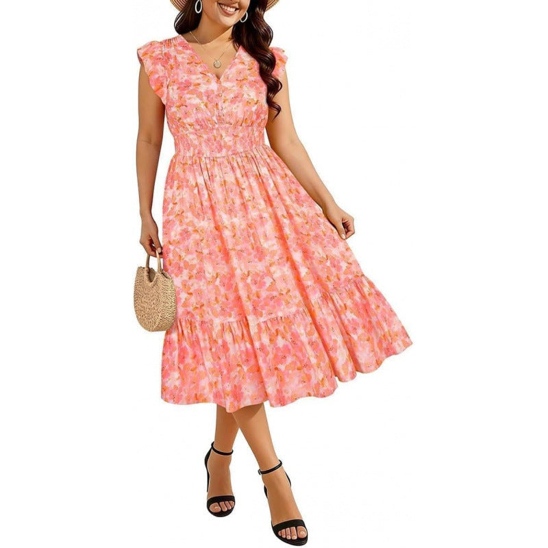 Womens Bohemian-style Floral Casual Maxi Dress