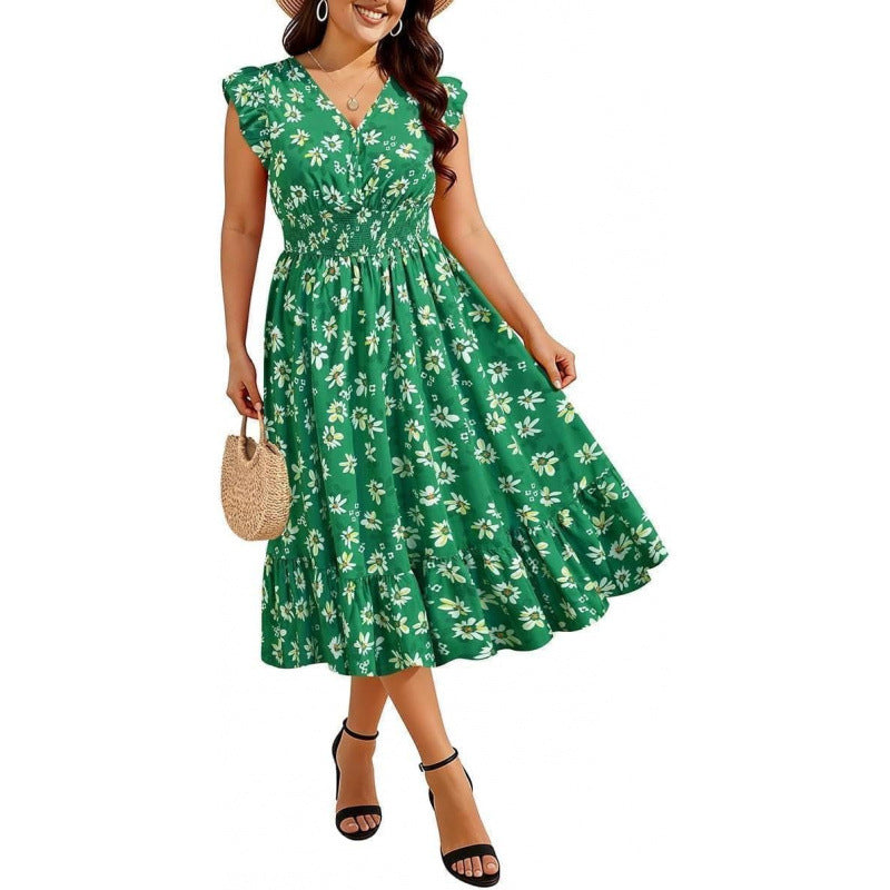 Womens Bohemian-style Floral Casual Maxi Dress