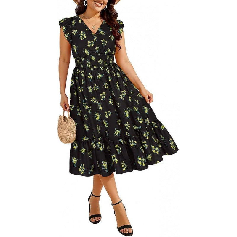 Womens Bohemian-style Floral Casual Maxi Dress
