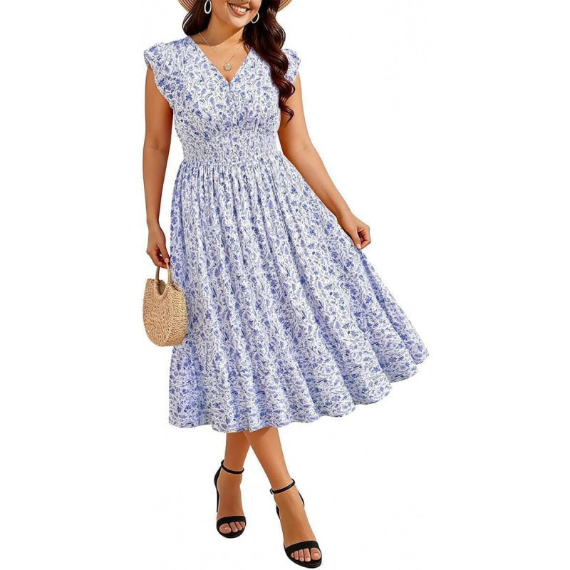 Womens Bohemian-style Floral Casual Maxi Dress