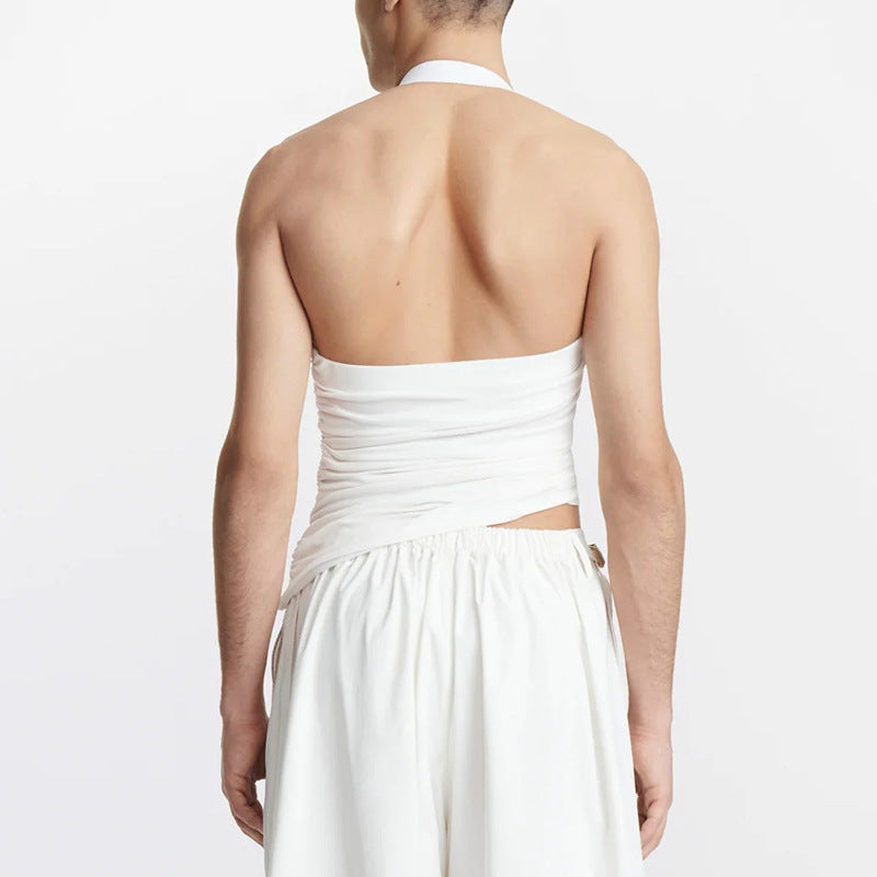 Strapless Off-the-shoulder Hollow-out Knitted Vest for Women