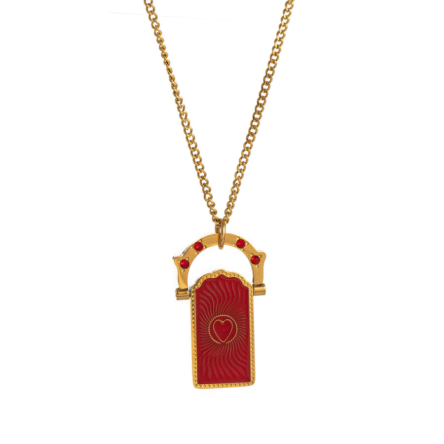 Vintage Titanium Tarot Card Pendant Necklace for Ladies