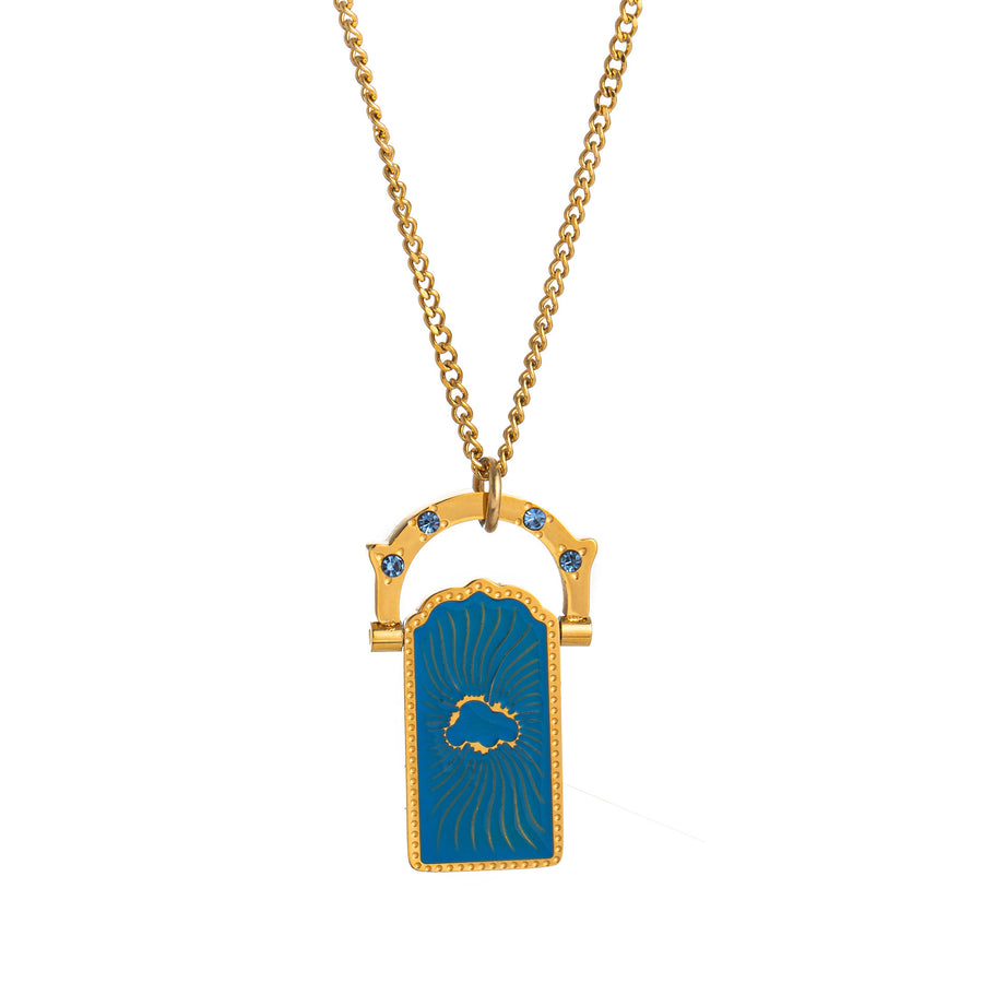 Vintage Titanium Tarot Card Pendant Necklace for Ladies