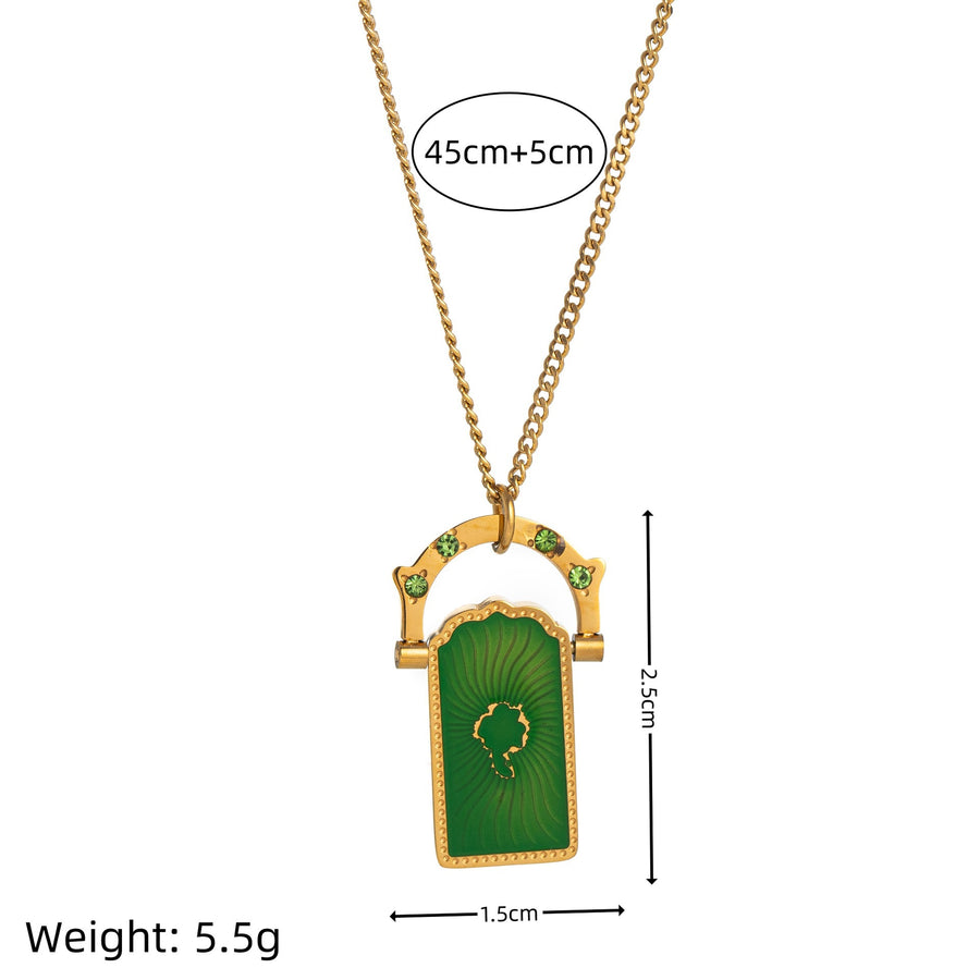 Vintage Titanium Tarot Card Pendant Necklace for Ladies