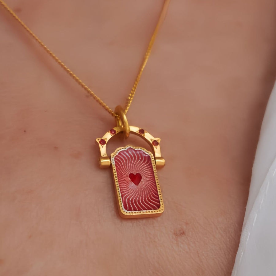 Vintage Titanium Tarot Card Pendant Necklace for Ladies