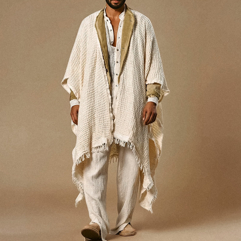 Cloak With Tassel Trim Cape-style Trench Coat