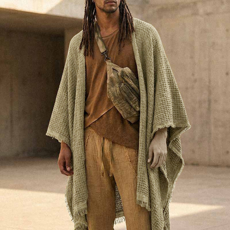 Cloak With Tassel Trim Cape-style Trench Coat