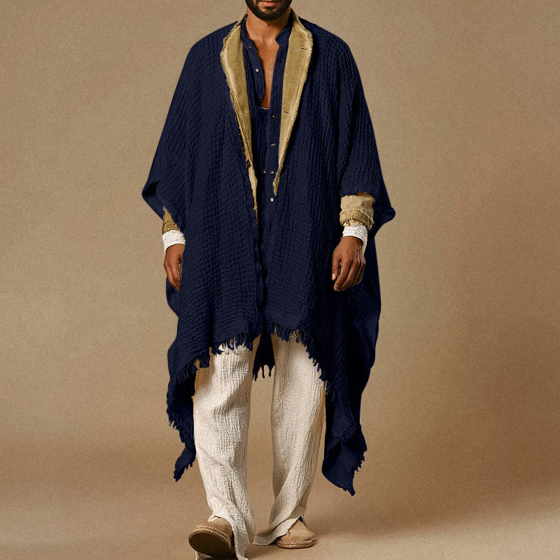 Cloak With Tassel Trim Cape-style Trench Coat