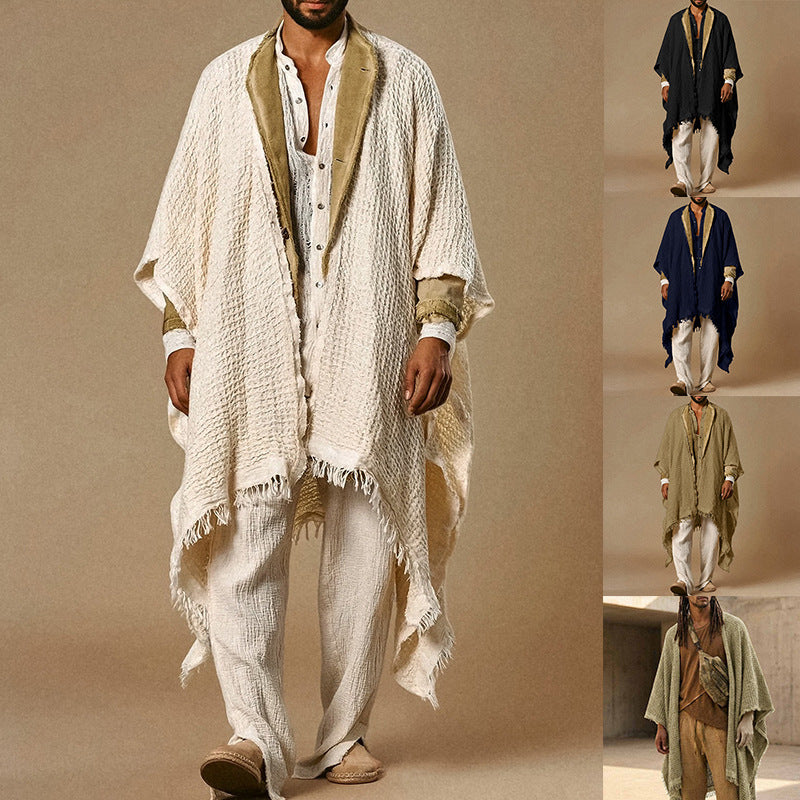 Cloak With Tassel Trim Cape-style Trench Coat