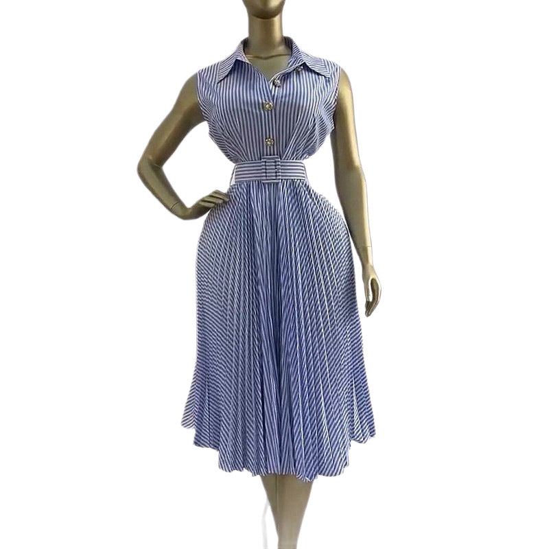 Womens Waist-cinching Elegant Midi Pleated Skirt