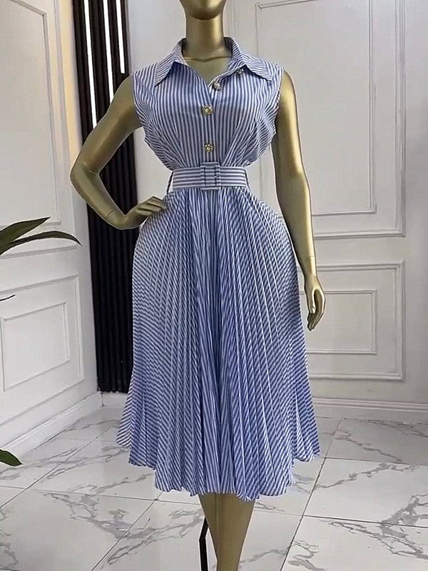 Womens Waist-cinching Elegant Midi Pleated Skirt
