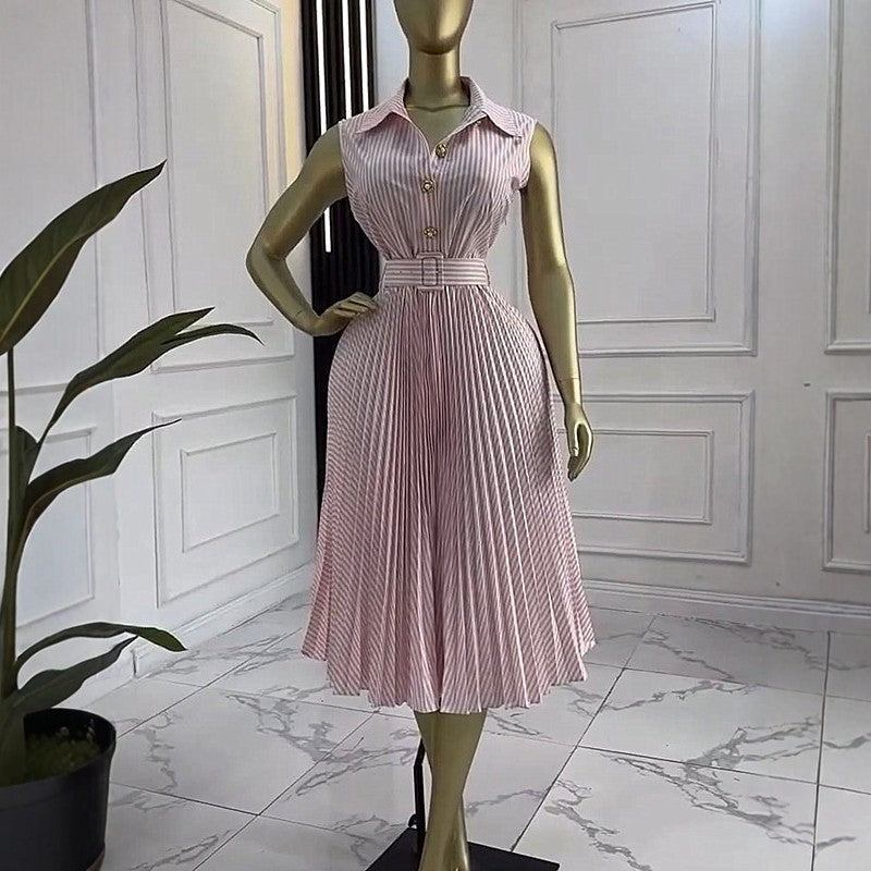 Womens Waist-cinching Elegant Midi Pleated Skirt