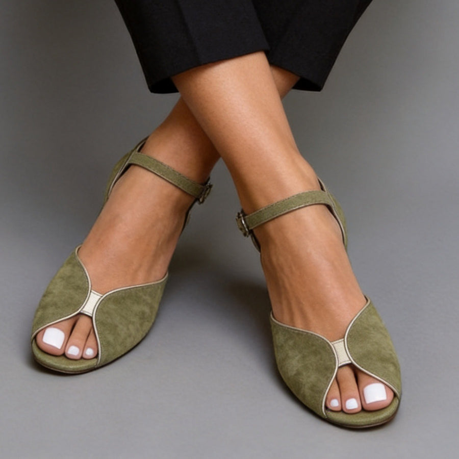 Womens Flat Solid-color Suede Sandals for Everyday Style
