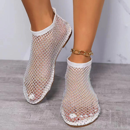Stylish Round-Toe Sandals with Rhinestone Ankle Boots