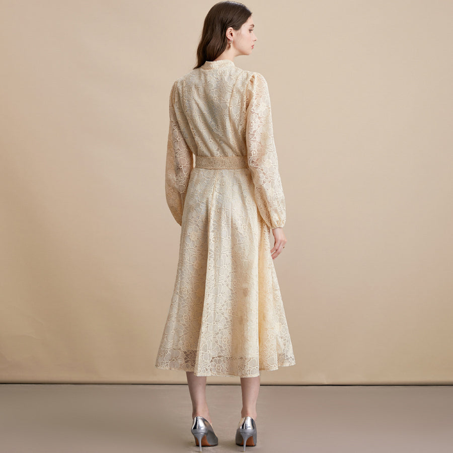 Heavy-duty Lace-embroidered Maxi Dress for Stylish Ladies
