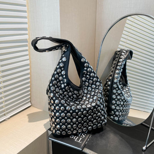 New Punk-style Studded Single-shoulder Crossbody Bag