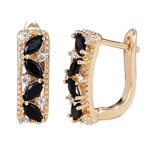 Copper Micro-inlaid Black Zircon Stud Earrings for Black Dress