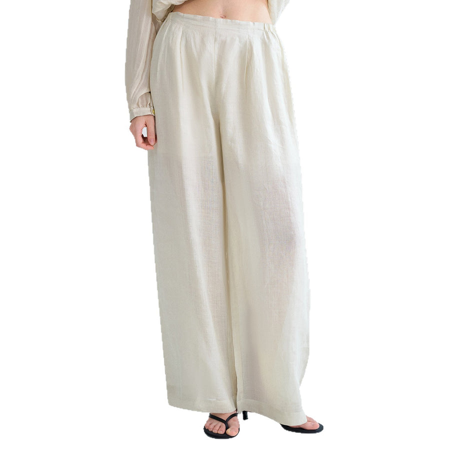 High-waisted Yamamoto-style Relaxed-fit Wide Leg Pants