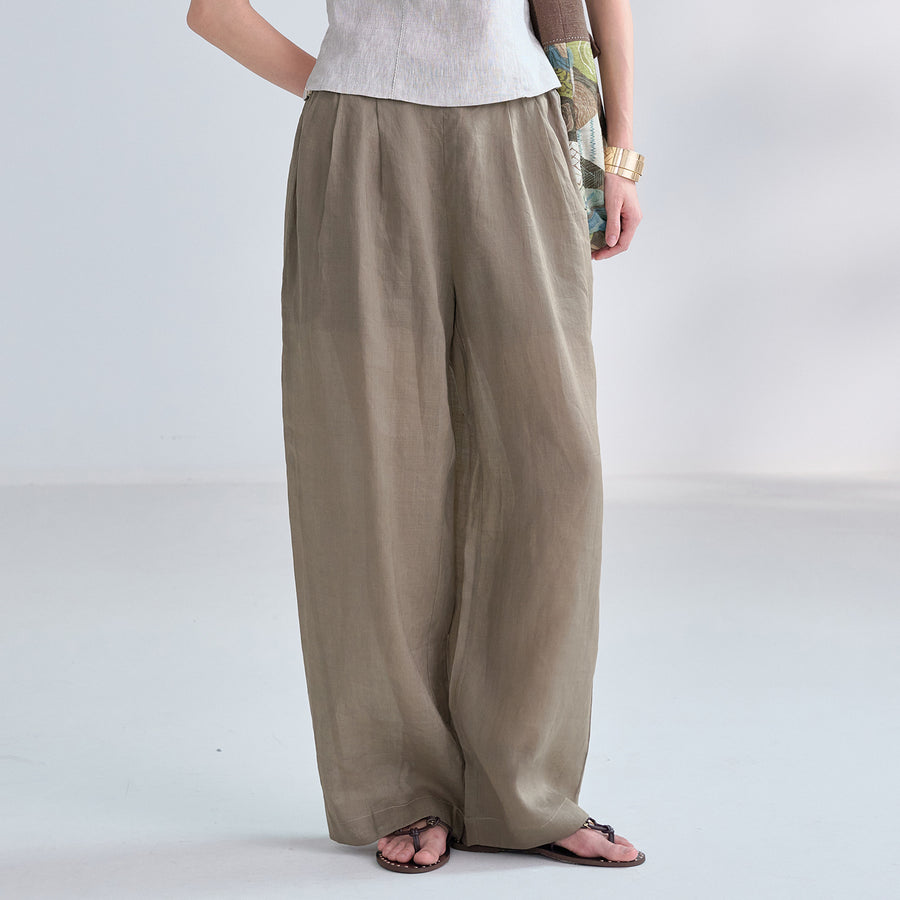 High-waisted Yamamoto-style Relaxed-fit Wide Leg Pants