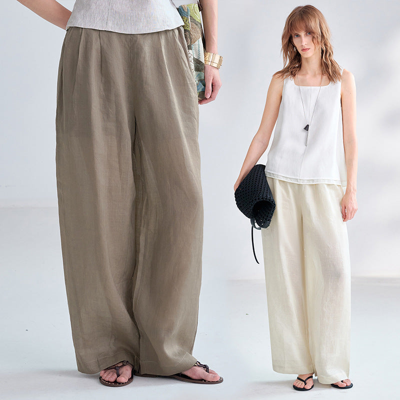 High-waisted Yamamoto-style Relaxed-fit Wide Leg Pants