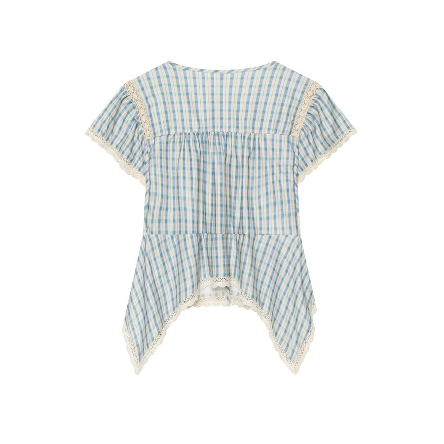 Womens Summer Round-Neck Plaid Embroidered Tank Top