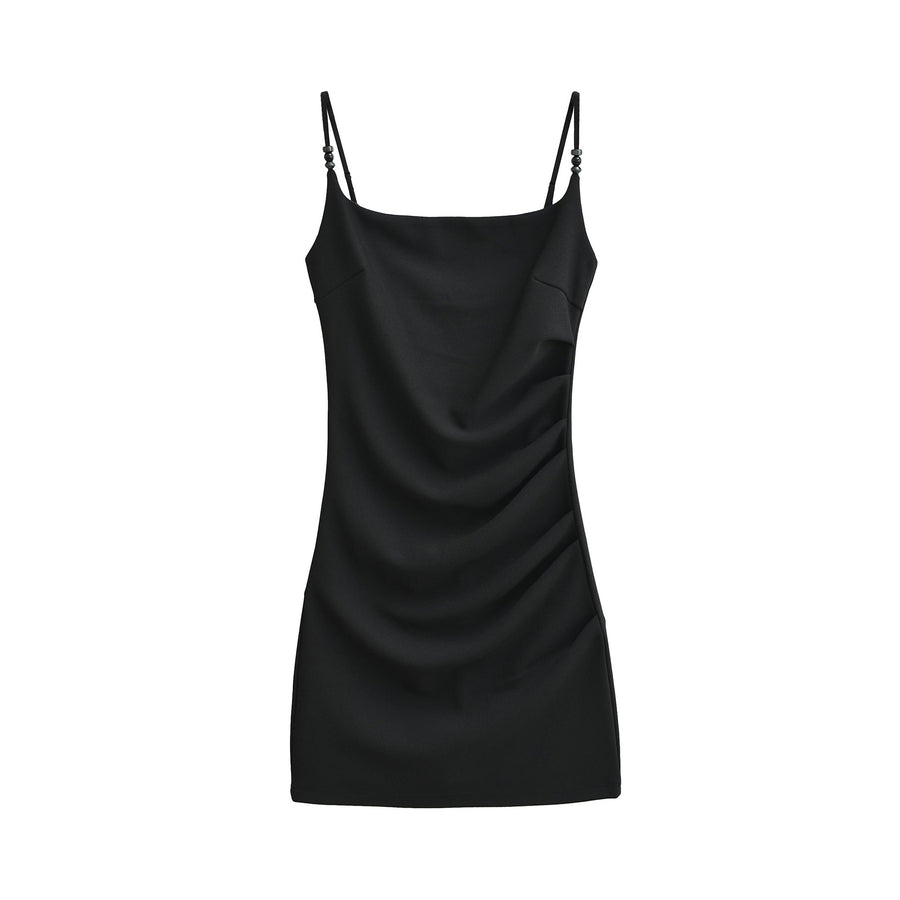 French-style Solid-color Slit Slip Dress for Summer Parties