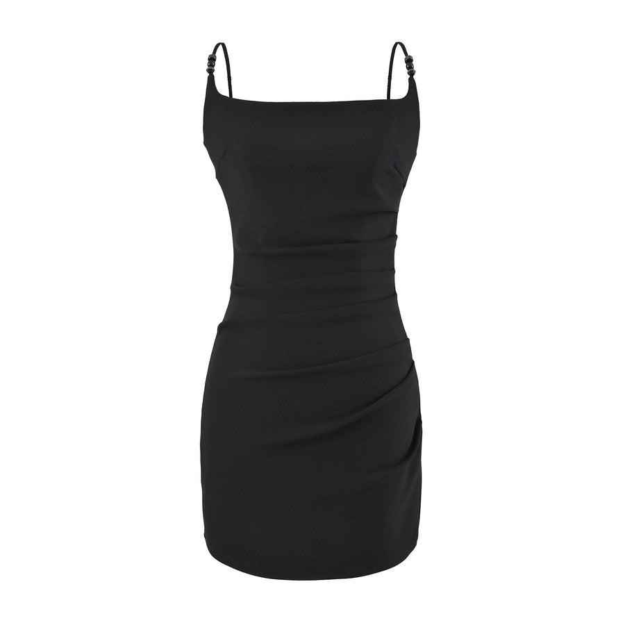 French-style Solid-color Slit Slip Dress for Summer Parties