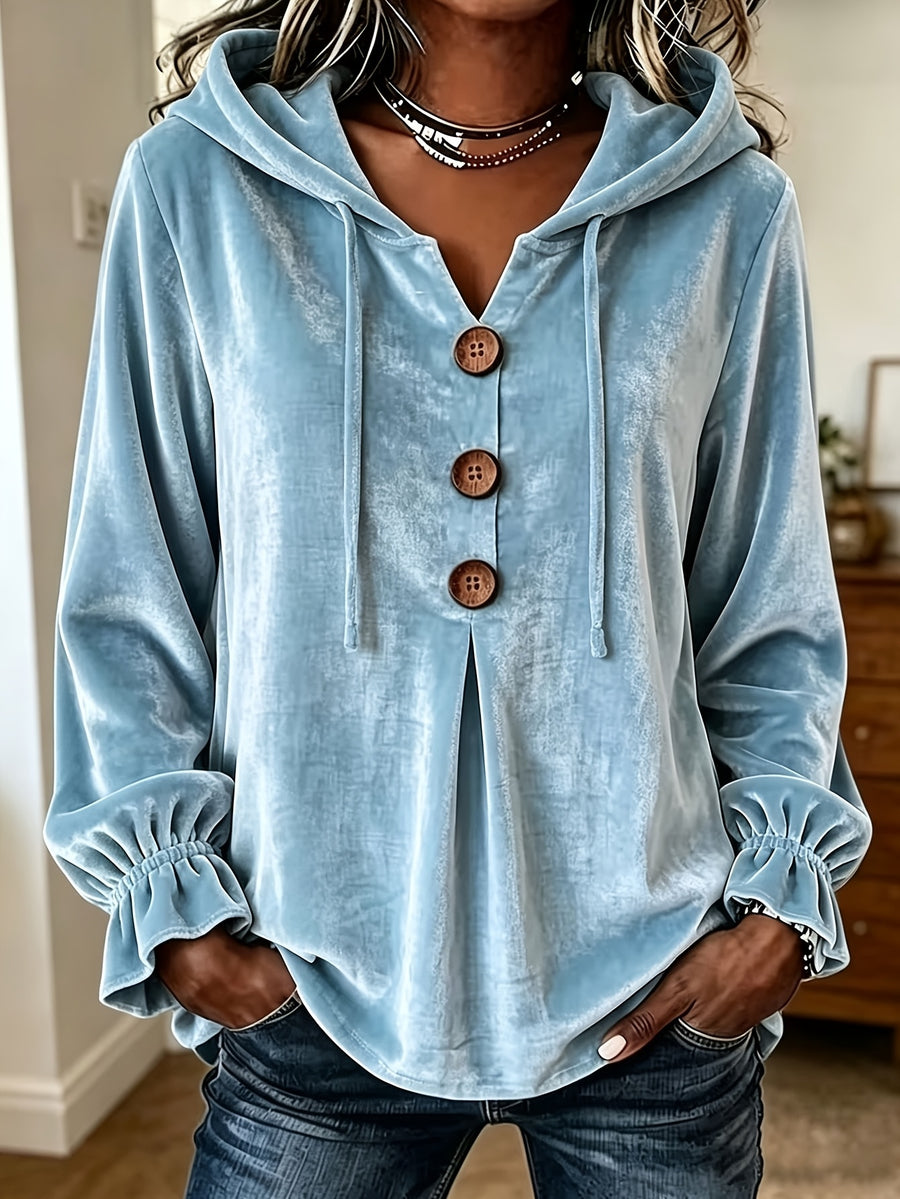 Velvet Long-sleeved Blouse Shirt for Effortless Style
