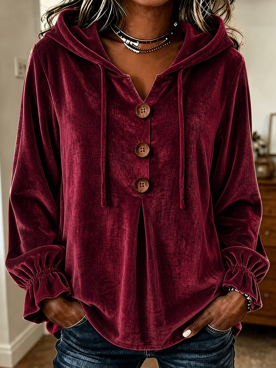 Velvet Long-sleeved Blouse Shirt for Effortless Style