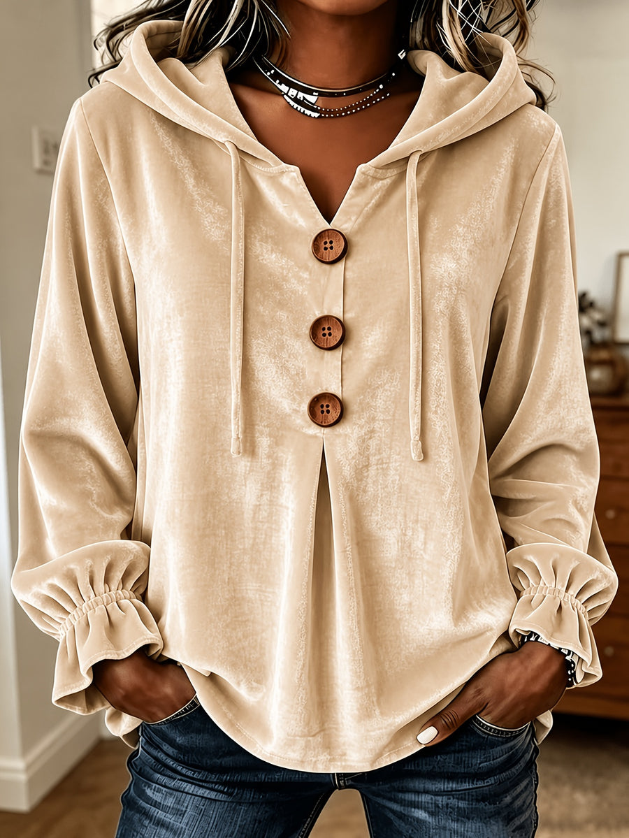 Velvet Long-sleeved Blouse Shirt for Effortless Style