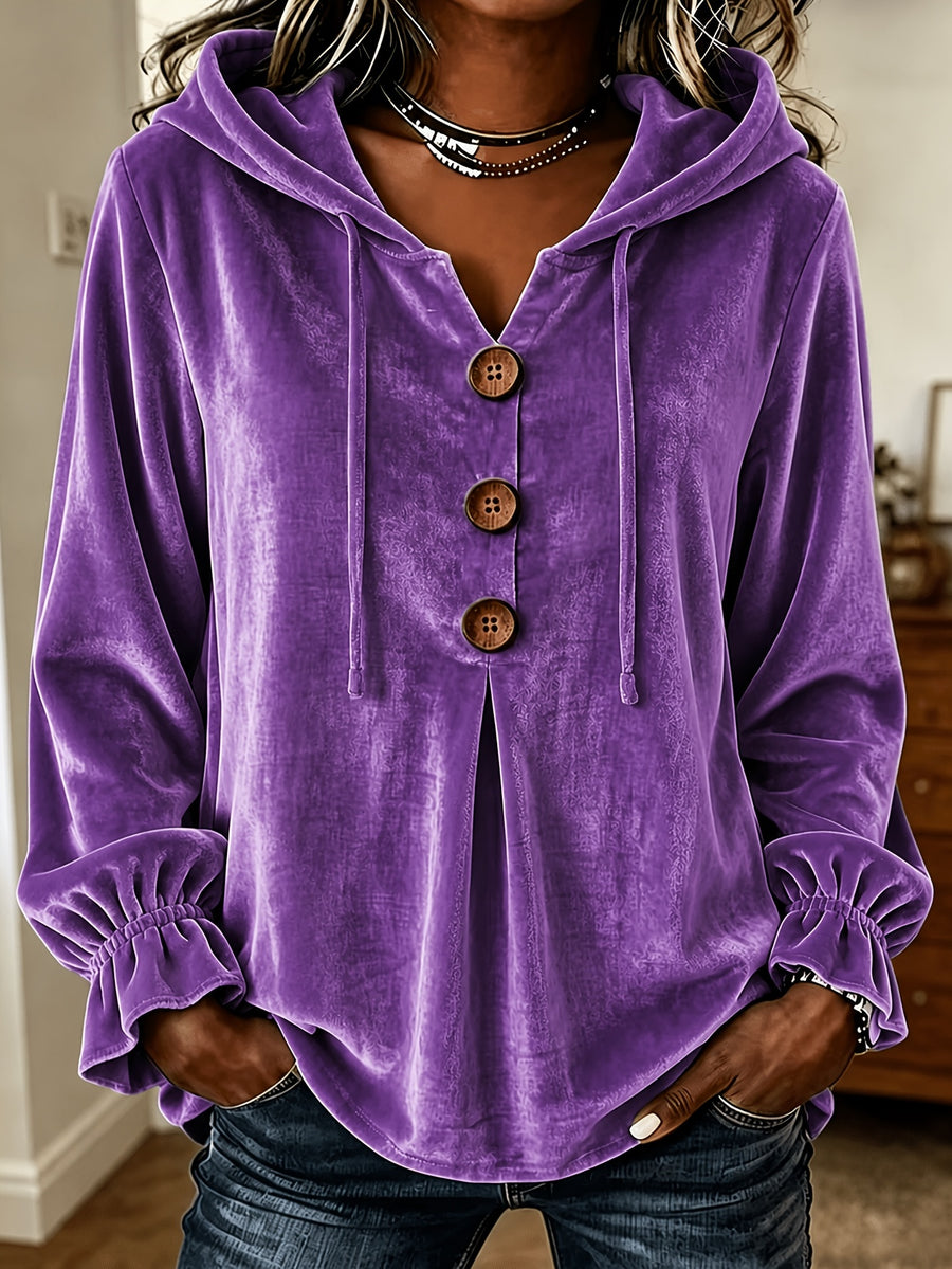 Velvet Long-sleeved Blouse Shirt for Effortless Style