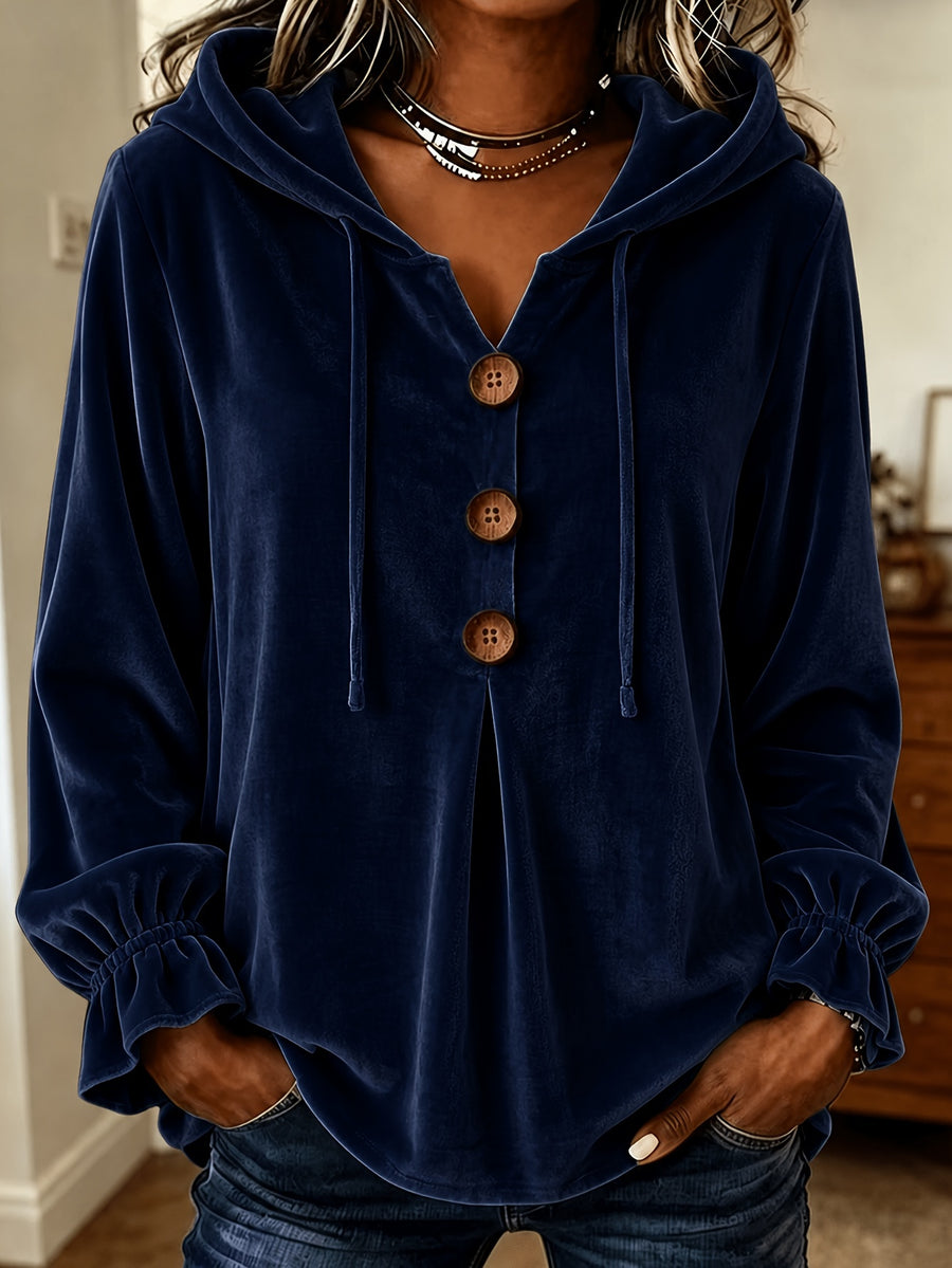 Velvet Long-sleeved Blouse Shirt for Effortless Style