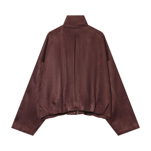 Womens Summer High-Neck Suede Jacket Coat - Versatile Style