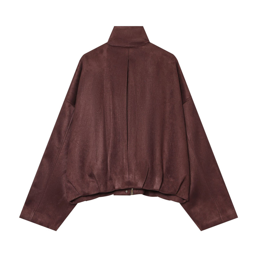 Womens Summer High-Neck Suede Jacket Coat - Versatile Style