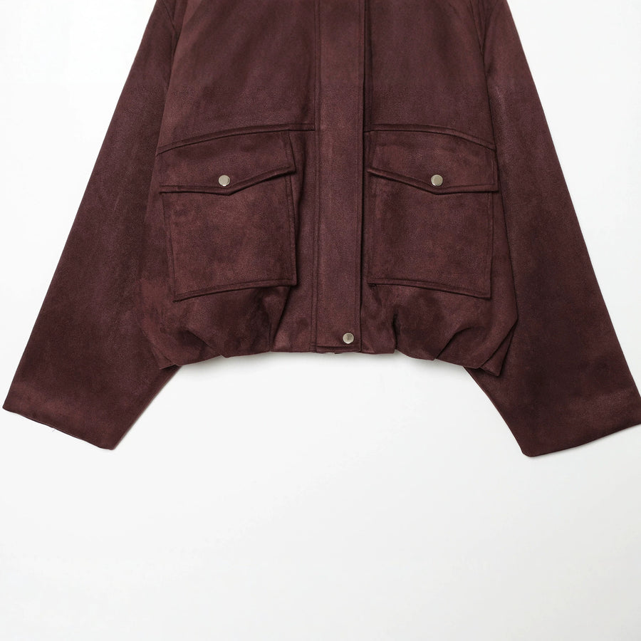 Womens Summer High-Neck Suede Jacket Coat - Versatile Style