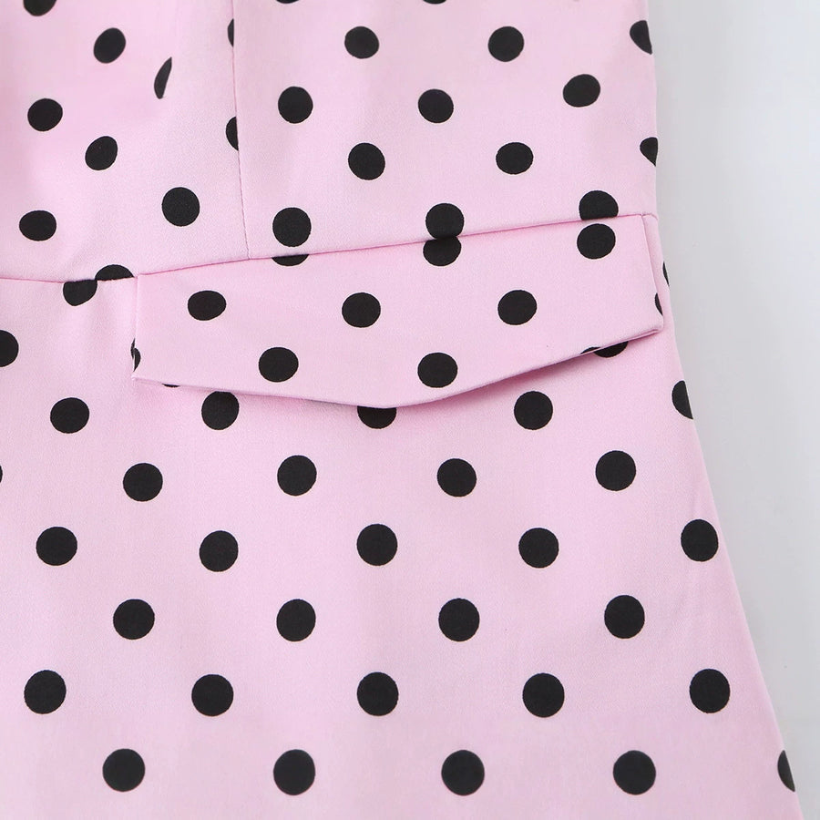 Womens Summer French-Style Polka-Dot Print Top