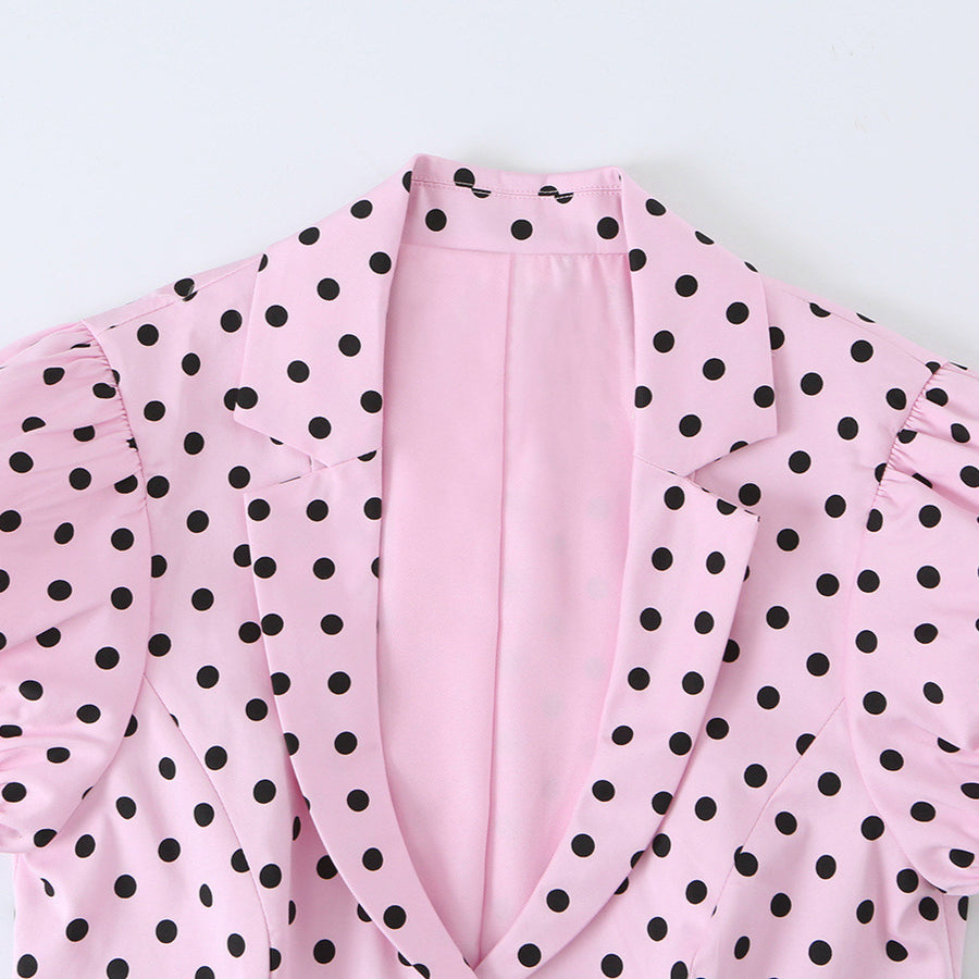 Womens Summer French-Style Polka-Dot Print Top