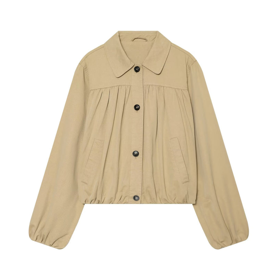 Womens Summer Retro Solid-Color Trench Coat Jacket