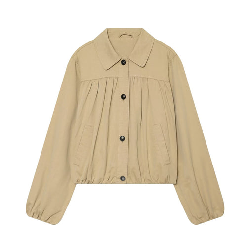 Womens Summer Retro Solid-Color Trench Coat Jacket